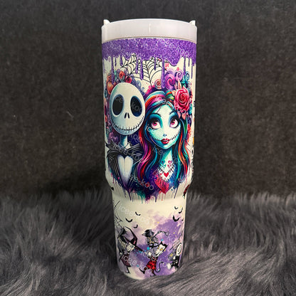 🌌 Limited Edition Jack & Sally 40oz Stainless Steel Travel Cup