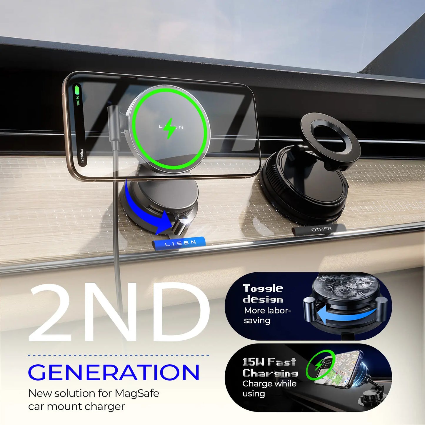 Vacuum Magnetic Car Phone Charger 25W