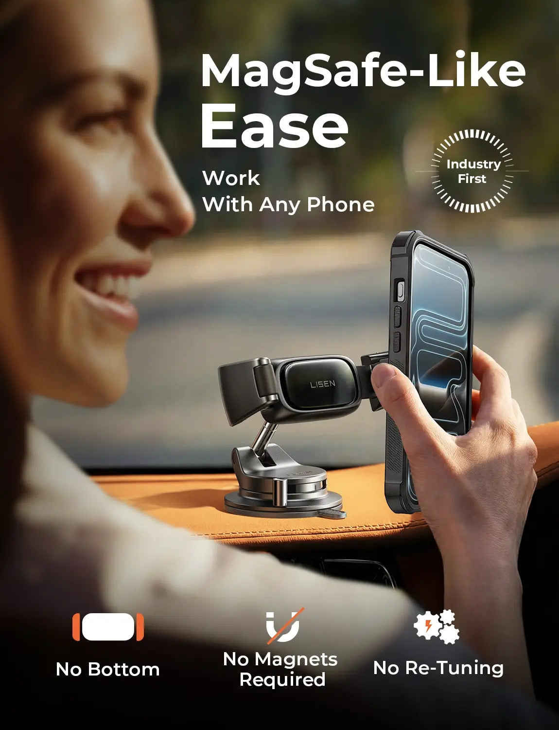 Auto-Adjust Car Phone Mount 360°