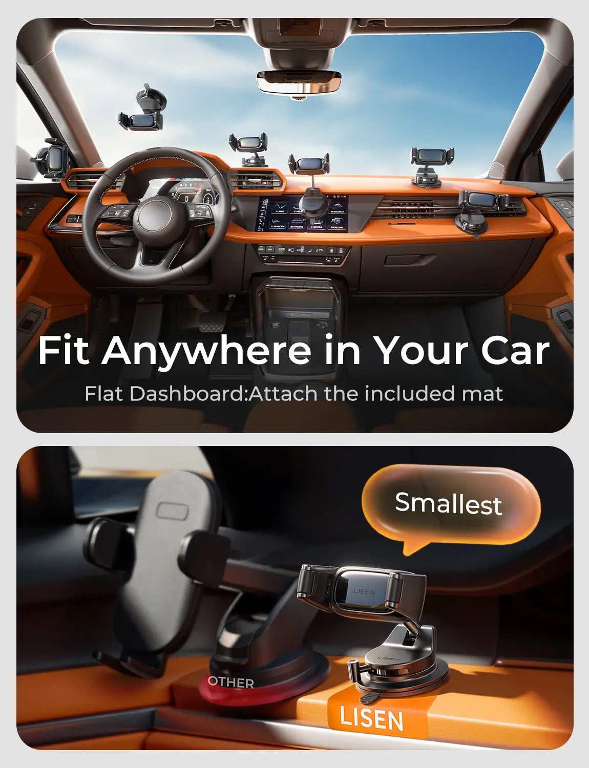 Auto-Adjust Car Phone Mount 360°