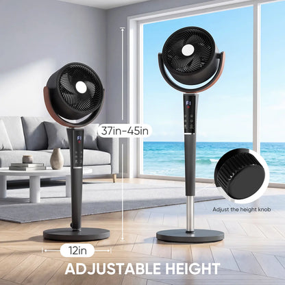 CoreBreeze Smart Pedestal Fan with Remote, 15 Speeds & Oscillation